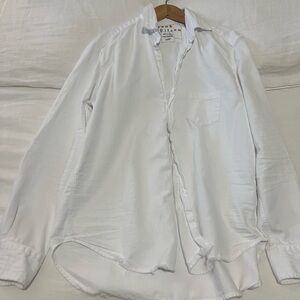 FRANK & EILEEN Eileen Relaxed Button Up White Tattered Denim